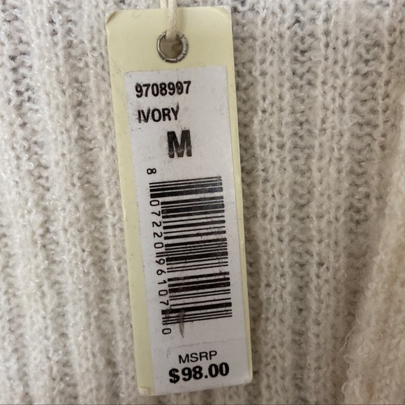 NWT Max Studio | Knit Sweater Faux Wrap-Bishop Sleeve in Ivory M - Picture 7 of 11